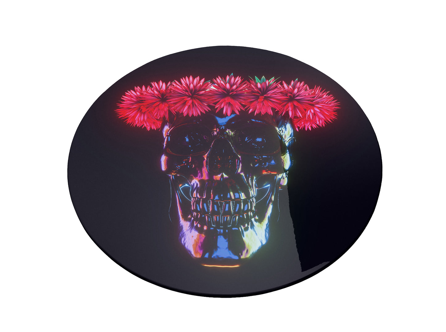 Neon Skull with Flowers