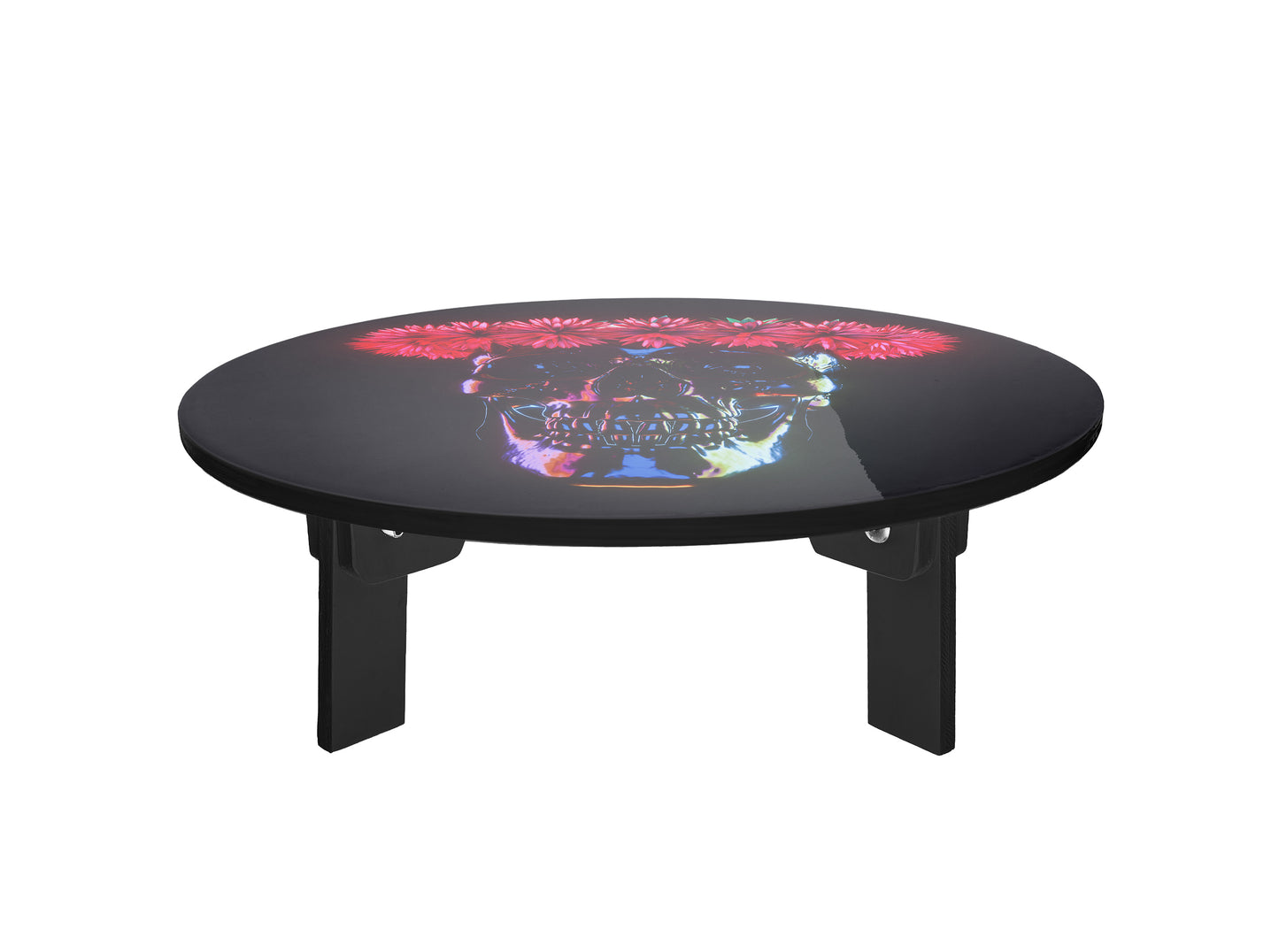 Neon Skull with Flowers